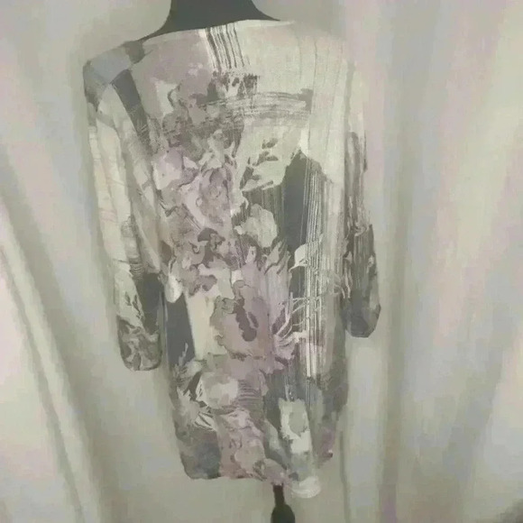 Chicos Tunic Top Womens Plus Size 3 Purple 3/4 Sleeve Side Slits Pullover - Picture 3 of 4